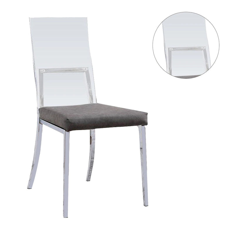 Ensemble de 2 chaises de salle à manger en acrylique, similicuir et métal