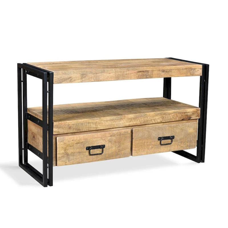Meuble TV en bois recyclé avec tiroirs doubles - 40x16x24