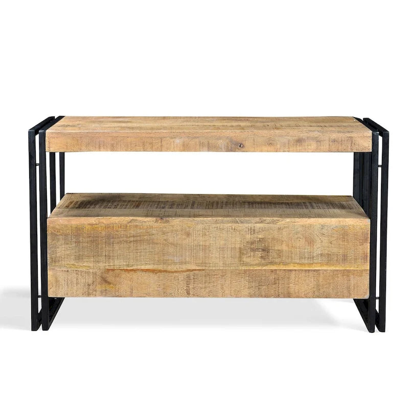 Meuble TV en bois recyclé avec tiroirs doubles - 40x16x24