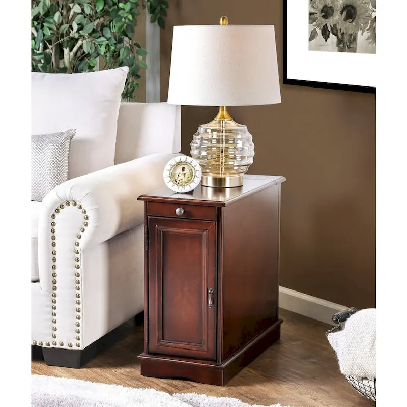 Transitional 12-inch Wood Multi-storage Side Table