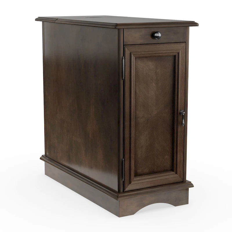 Transitional 12-inch Wood Multi-storage Side Table
