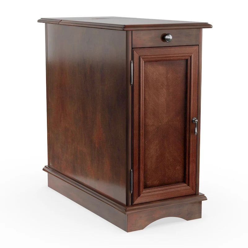 Transitional 12-inch Wood Multi-storage Side Table