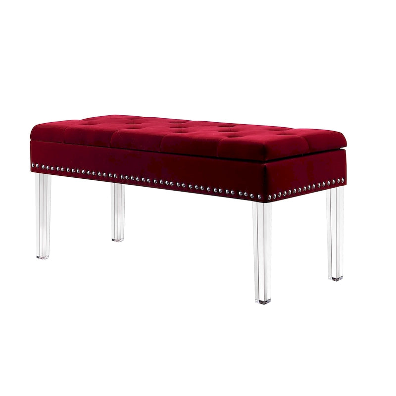 Banc de rangement capitonné mi-siècle de 45,7 cm