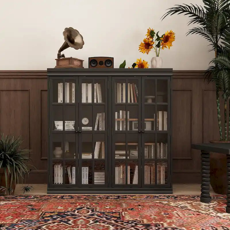 Buffet Armoire de Rangement Étagère Bibliothèque Meuble de Présentation Élégant
