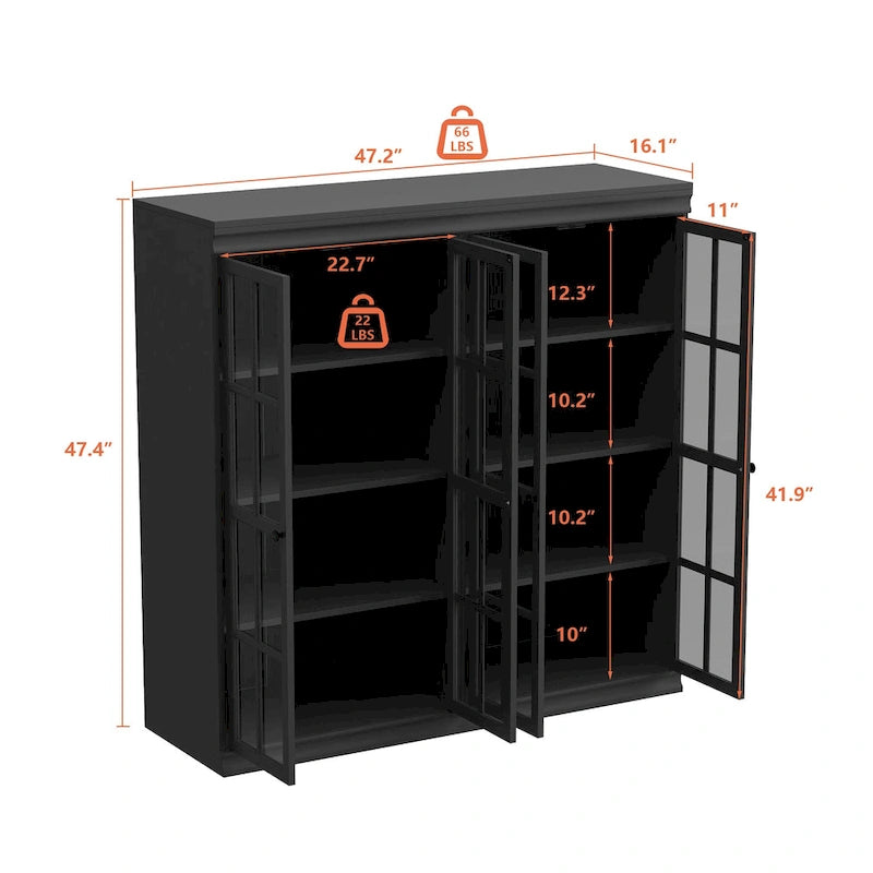 Buffet Armoire de Rangement Étagère Bibliothèque Meuble de Présentation Élégant