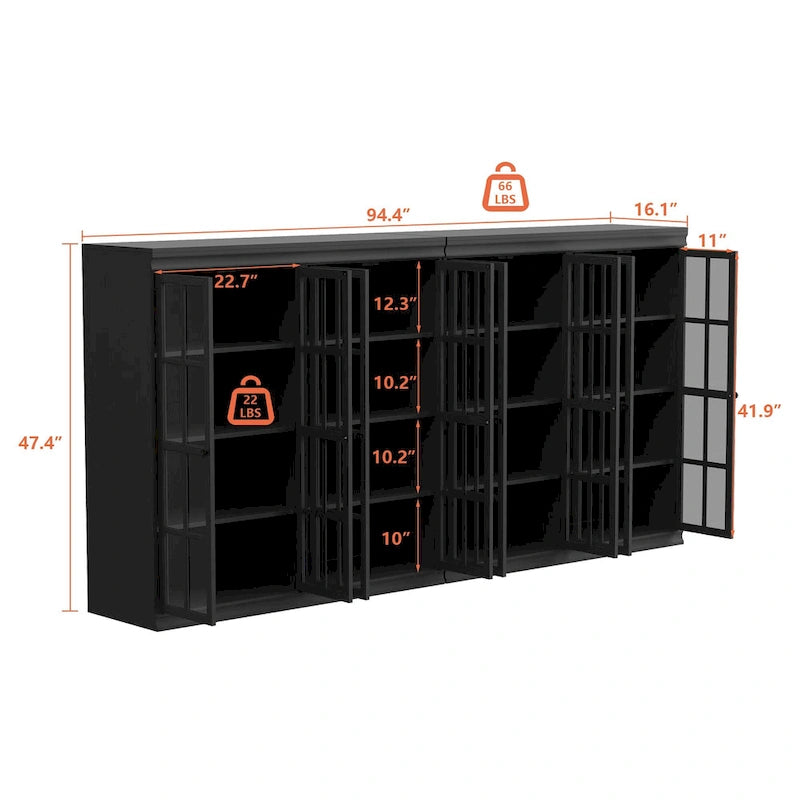 Buffet Armoire de Rangement Étagère Bibliothèque Meuble de Présentation Élégant