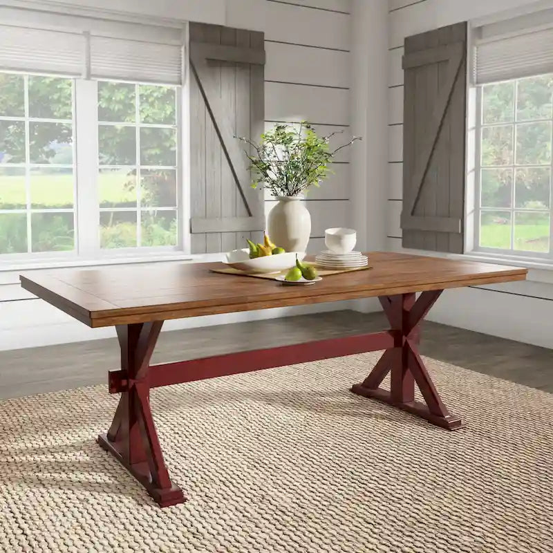 Table de salle à manger en chêne de 78 pouces avec piètement en X par
