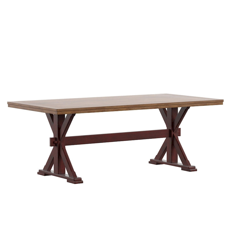 Table de salle à manger en chêne de 78 pouces avec piètement en X par