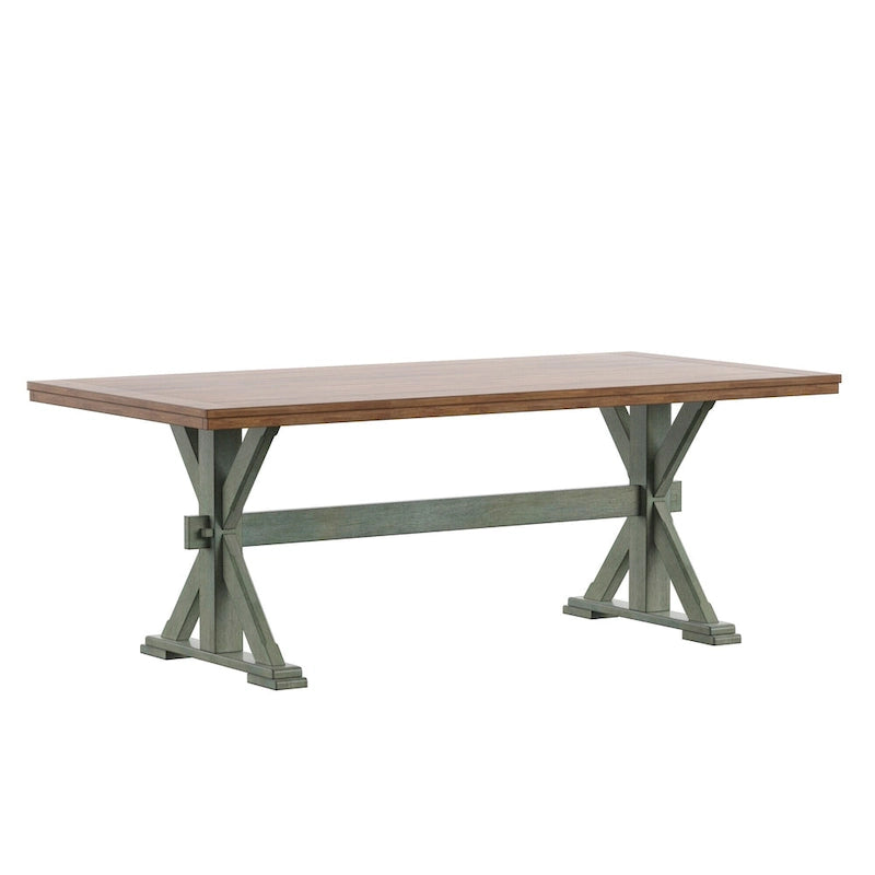 Table de salle à manger en chêne de 78 pouces avec piètement en X par