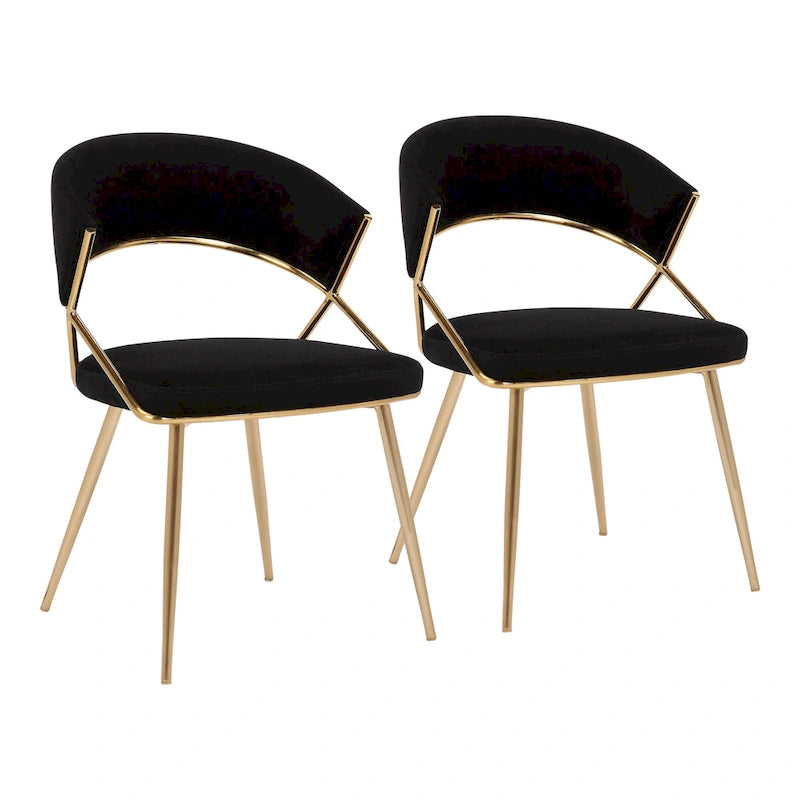 Chaise de salle à manger tapissée Tatyana Gold Silver Orchid (lot de 2)