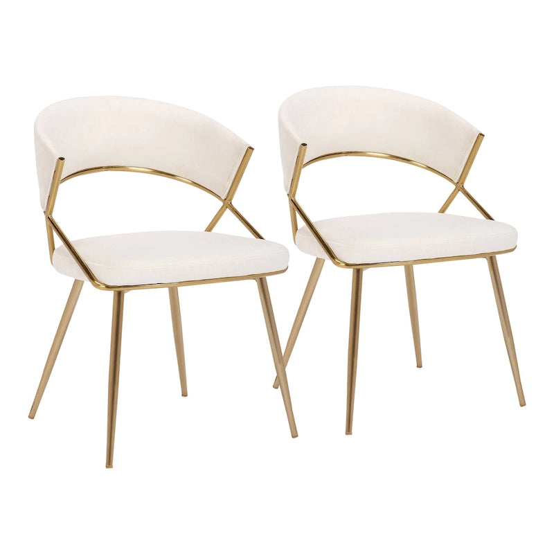 Chaise de salle à manger tapissée Tatyana Gold Silver Orchid (lot de 2)