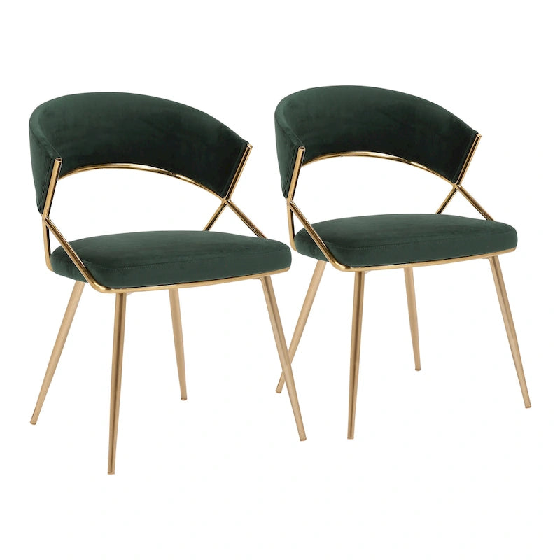 Chaise de salle à manger tapissée Tatyana Gold Silver Orchid (lot de 2)