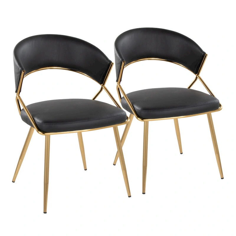 Chaise de salle à manger tapissée Tatyana Gold Silver Orchid (lot de 2)