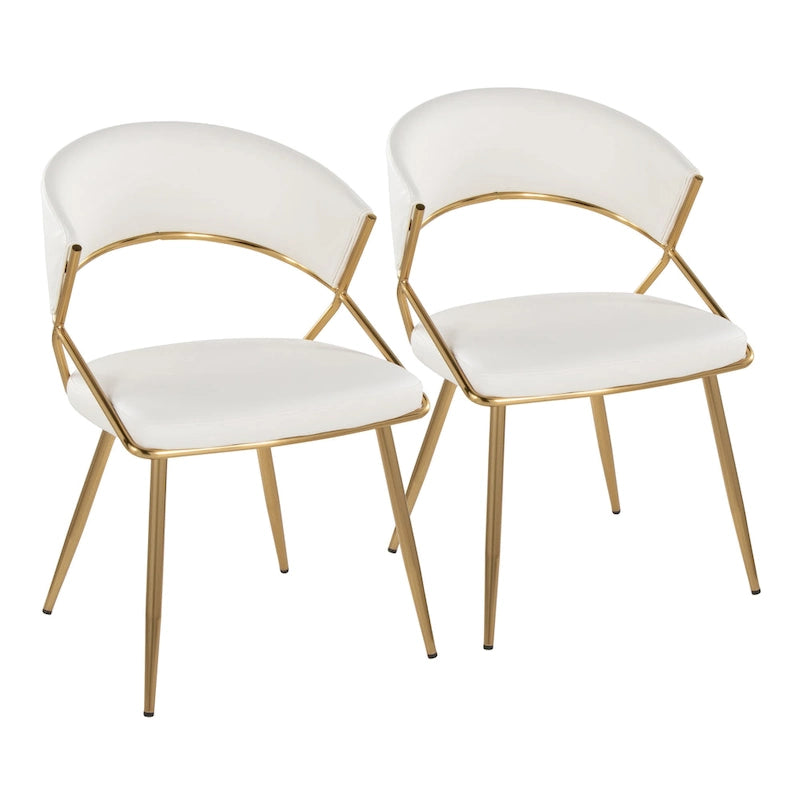 Chaise de salle à manger tapissée Tatyana Gold Silver Orchid (lot de 2)