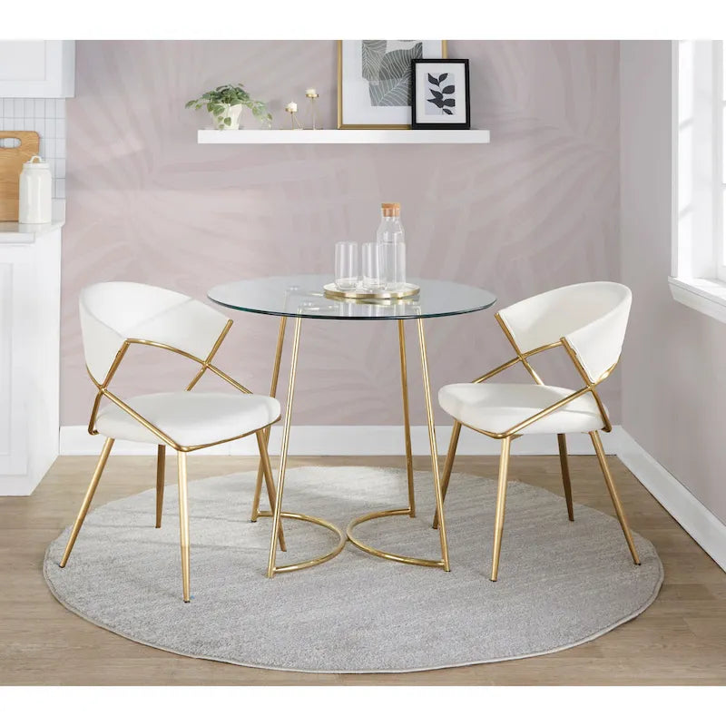 Chaise de salle à manger tapissée Tatyana Gold Silver Orchid (lot de 2)