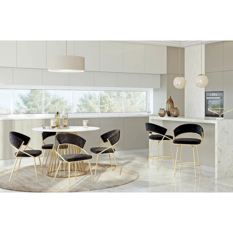Chaise de salle à manger tapissée Tatyana Gold Silver Orchid (lot de 2)
