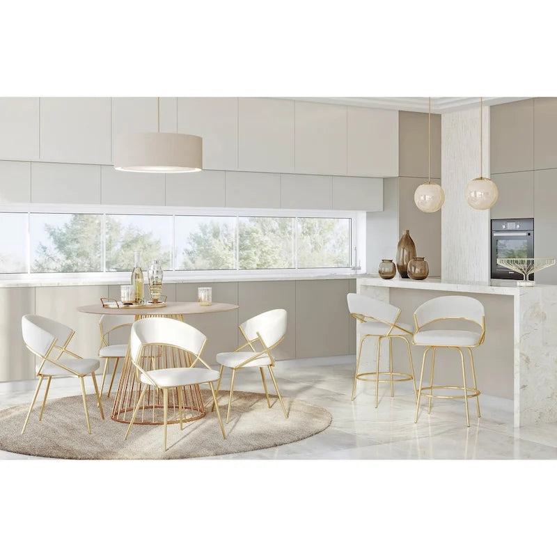 Chaise de salle à manger tapissée Tatyana Gold Silver Orchid (lot de 2)