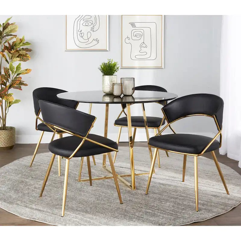 Chaise de salle à manger tapissée Tatyana Gold Silver Orchid (lot de 2)