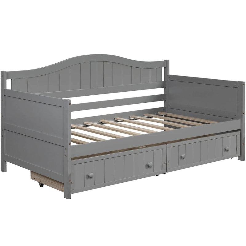 Lit de repos double en bois avec 2 tiroirs / lit gigogne, canapé-lit pour chambre à coucher salon, aucun sommier tapissier requis