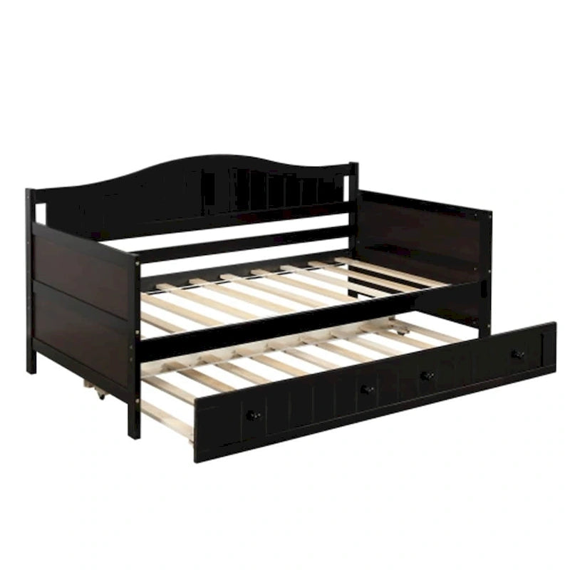 Lit de repos double en bois avec 2 tiroirs / lit gigogne, canapé-lit pour chambre à coucher salon, aucun sommier tapissier requis