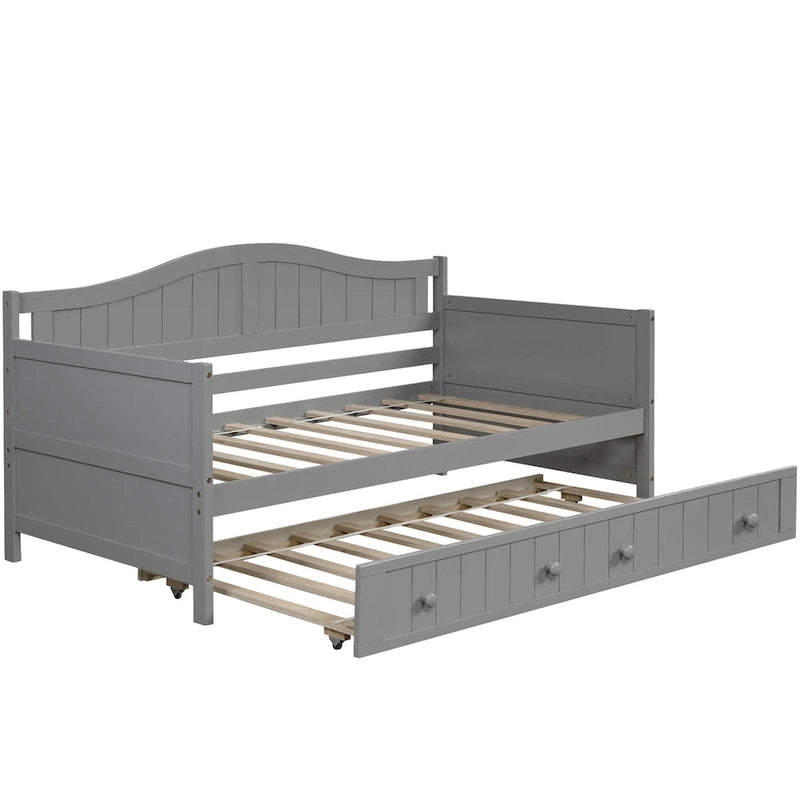 Lit de repos double en bois avec 2 tiroirs / lit gigogne, canapé-lit pour chambre à coucher salon, aucun sommier tapissier requis