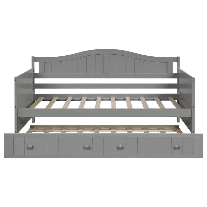 Lit de repos double en bois avec 2 tiroirs / lit gigogne, canapé-lit pour chambre à coucher salon, aucun sommier tapissier requis