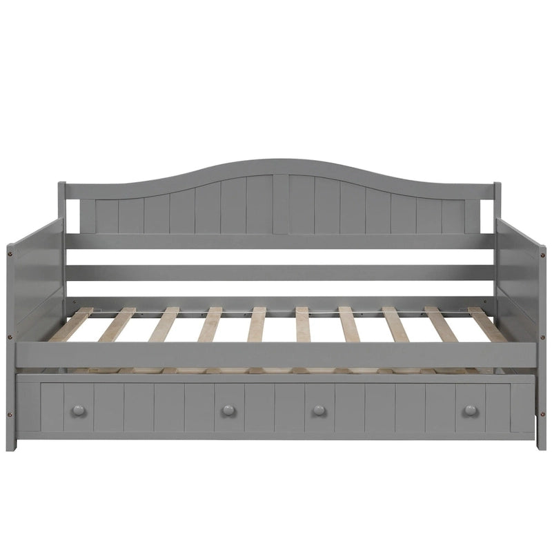 Lit de repos double en bois avec 2 tiroirs / lit gigogne, canapé-lit pour chambre à coucher salon, aucun sommier tapissier requis