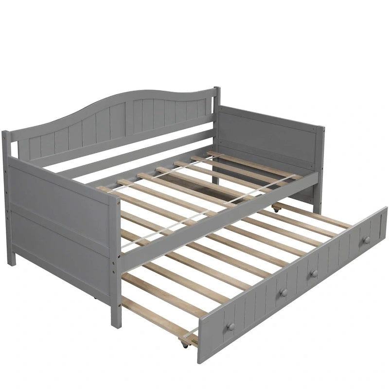 Lit de repos double en bois avec 2 tiroirs / lit gigogne, canapé-lit pour chambre à coucher salon, aucun sommier tapissier requis