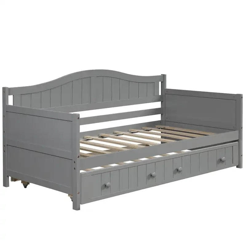Lit de repos double en bois avec 2 tiroirs / lit gigogne, canapé-lit pour chambre à coucher salon, aucun sommier tapissier requis