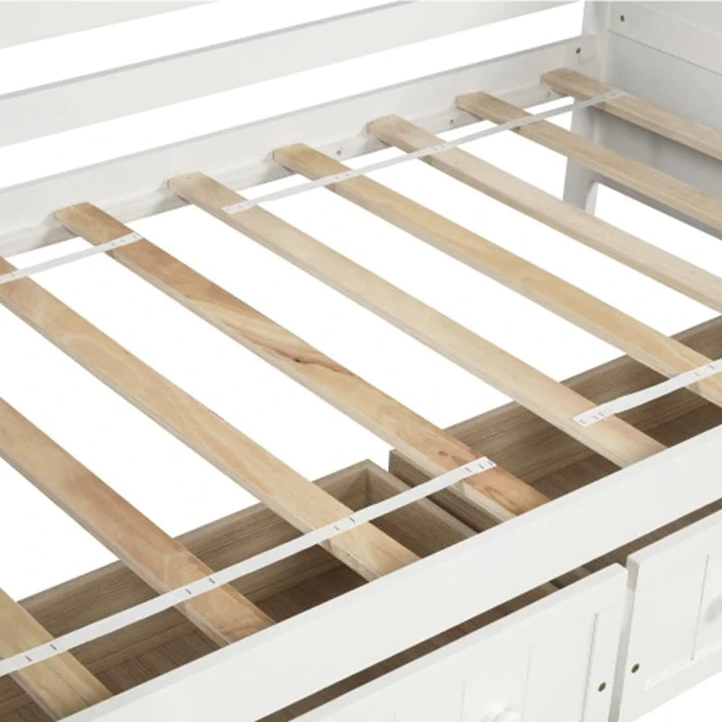 Lit de repos double en bois avec 2 tiroirs / lit gigogne, canapé-lit pour chambre à coucher salon, aucun sommier tapissier requis