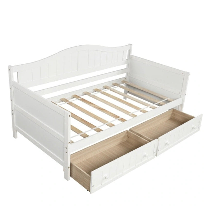 Lit de repos double en bois avec 2 tiroirs / lit gigogne, canapé-lit pour chambre à coucher salon, aucun sommier tapissier requis