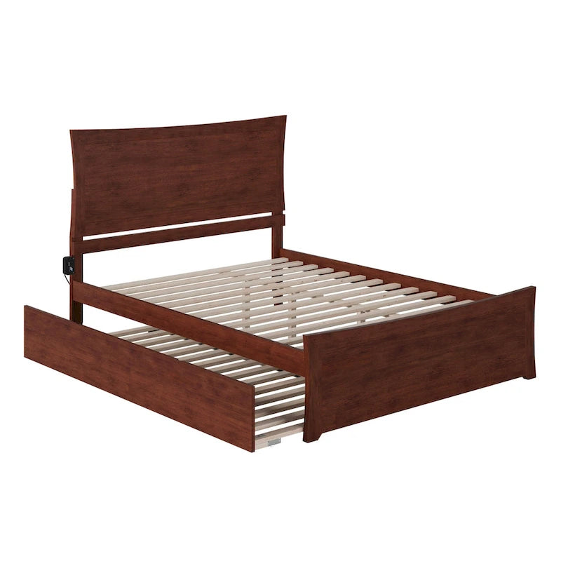 Lit plateforme avec pied de lit et lit gigogne assortis