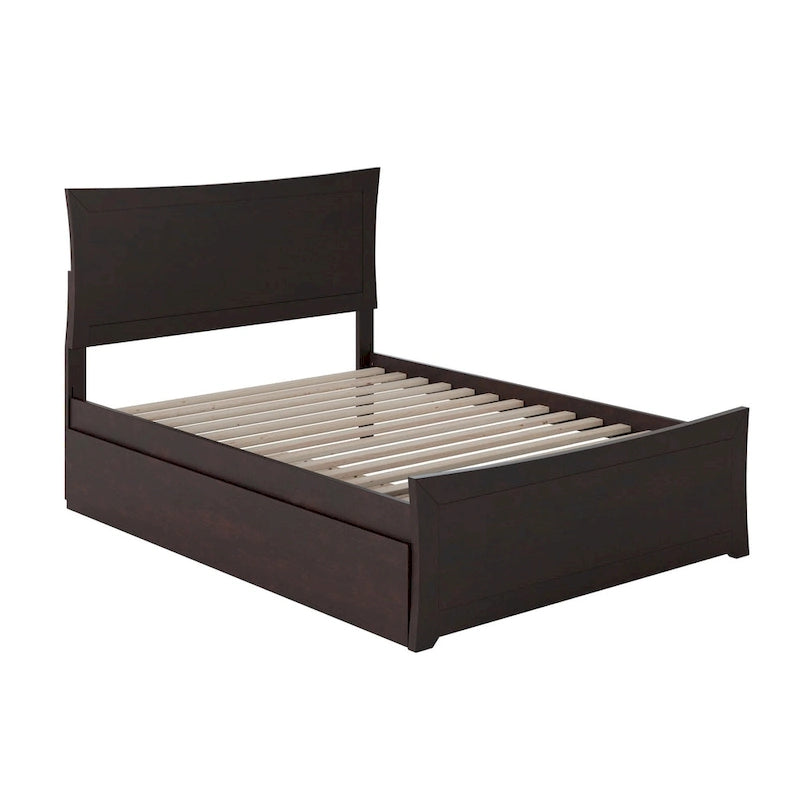 Lit plateforme avec pied de lit et lit gigogne assortis