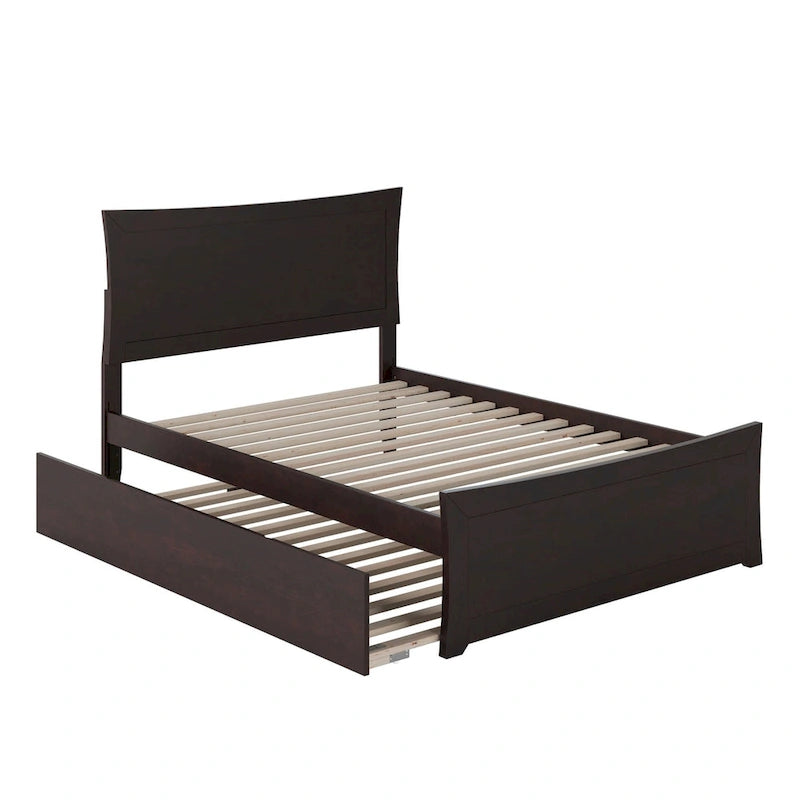 Lit plateforme avec pied de lit et lit gigogne assortis