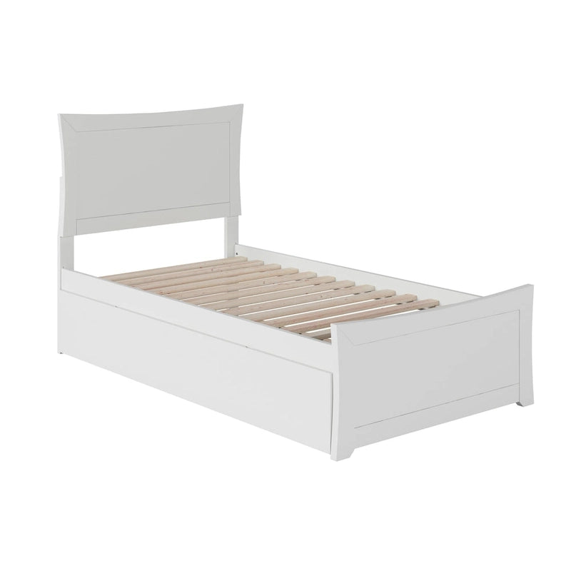 Lit plateforme avec pied de lit et lit gigogne assortis