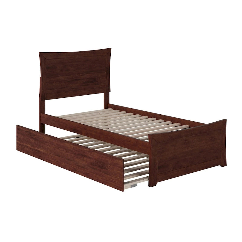 Lit plateforme avec pied de lit et lit gigogne assortis