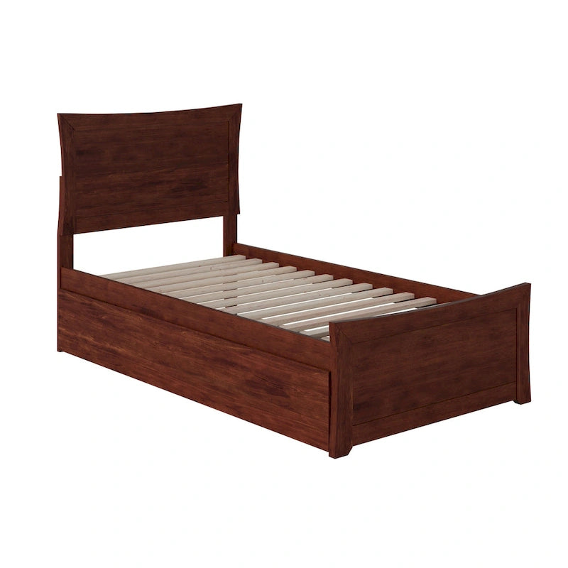 Lit plateforme avec pied de lit et lit gigogne assortis