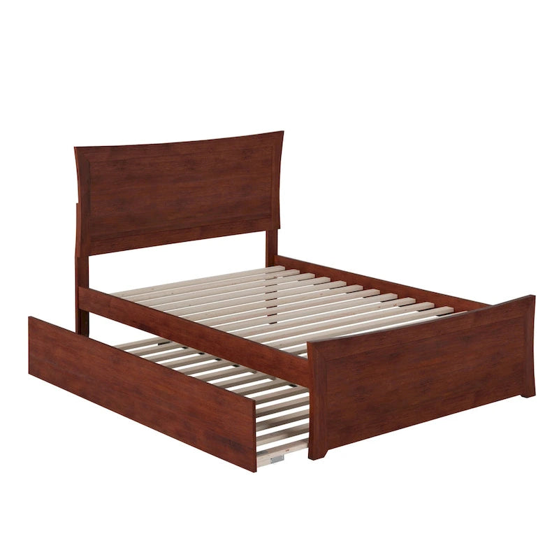 Lit plateforme avec pied de lit et lit gigogne assortis