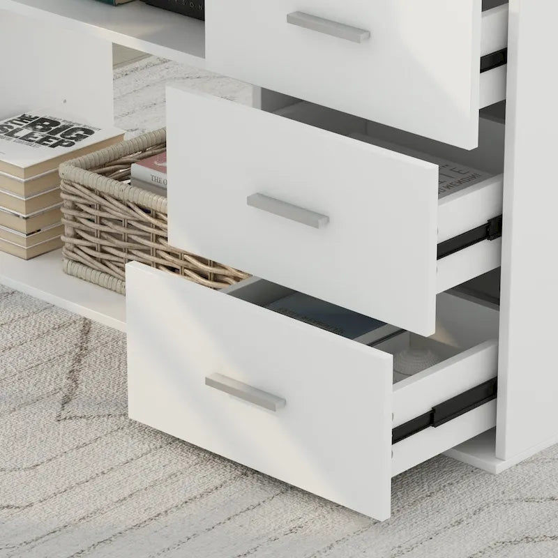 Bureau d'ordinateur en forme de L de 55" - Poste de travail avec rangement - 5 couleurs disponibles