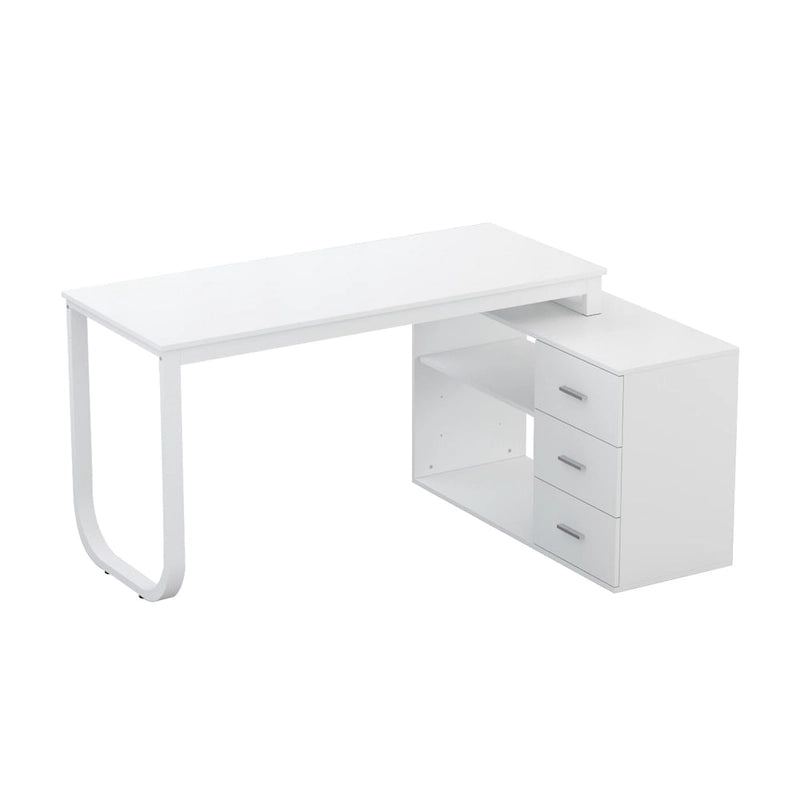 Bureau d'ordinateur en forme de L de 55" - Poste de travail avec rangement - 5 couleurs disponibles