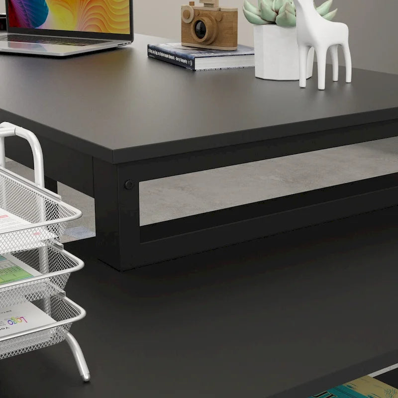 Bureau d'ordinateur en forme de L de 55" - Poste de travail avec rangement - 5 couleurs disponibles