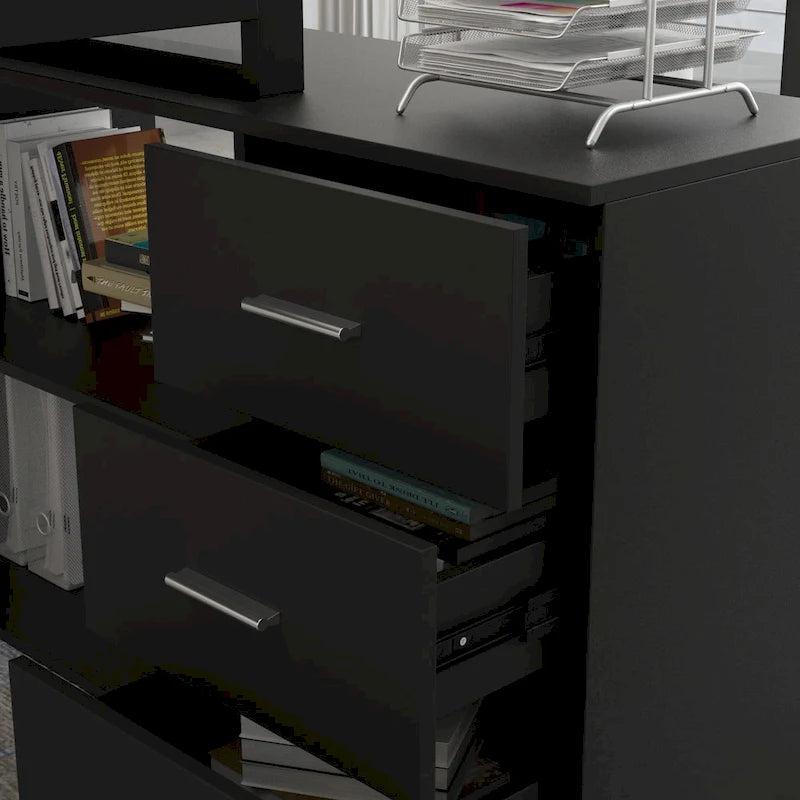 Bureau d'ordinateur en forme de L de 55" - Poste de travail avec rangement - 5 couleurs disponibles