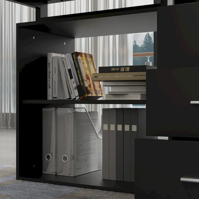 Bureau d'ordinateur en forme de L de 55" - Poste de travail avec rangement - 5 couleurs disponibles