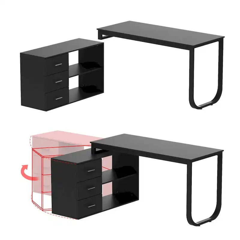 Bureau d'ordinateur en forme de L de 55" - Poste de travail avec rangement - 5 couleurs disponibles