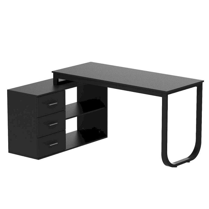 Bureau d'ordinateur en forme de L de 55" - Poste de travail avec rangement - 5 couleurs disponibles