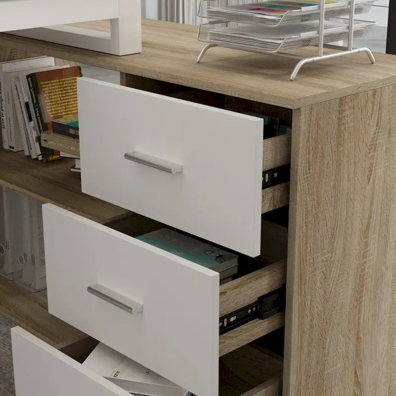 Bureau d'ordinateur en forme de L de 55" - Poste de travail avec rangement - 5 couleurs disponibles