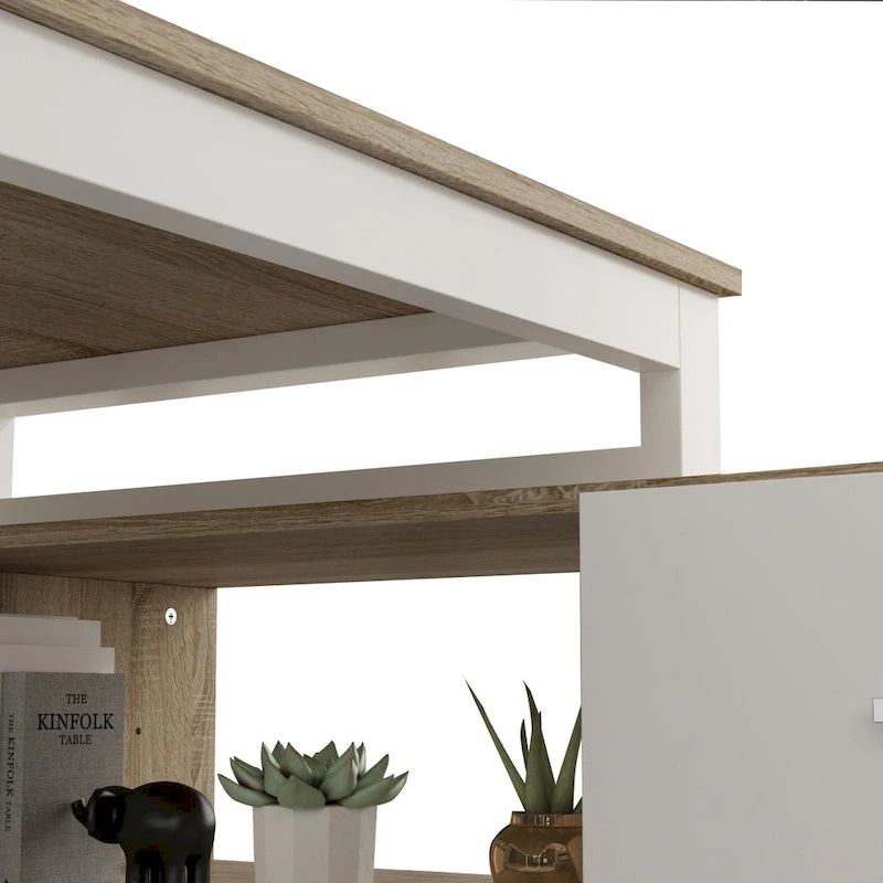 Bureau d'ordinateur en forme de L de 55" - Poste de travail avec rangement - 5 couleurs disponibles