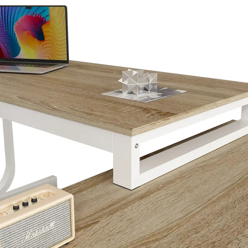 Bureau d'ordinateur en forme de L de 55" - Poste de travail avec rangement - 5 couleurs disponibles
