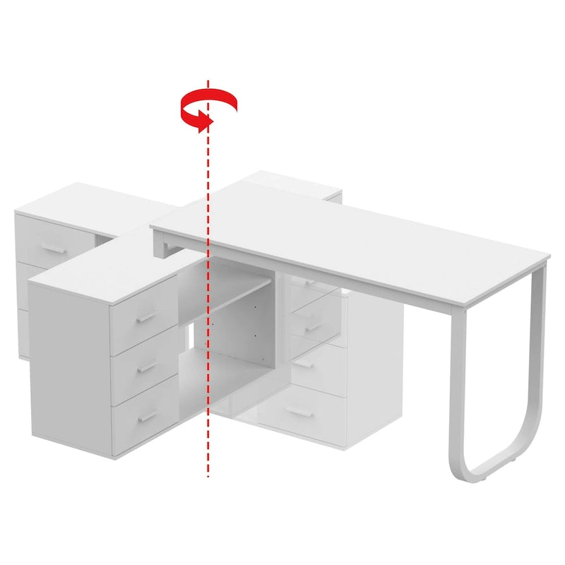Bureau d'ordinateur en forme de L de 55" - Poste de travail avec rangement - 5 couleurs disponibles