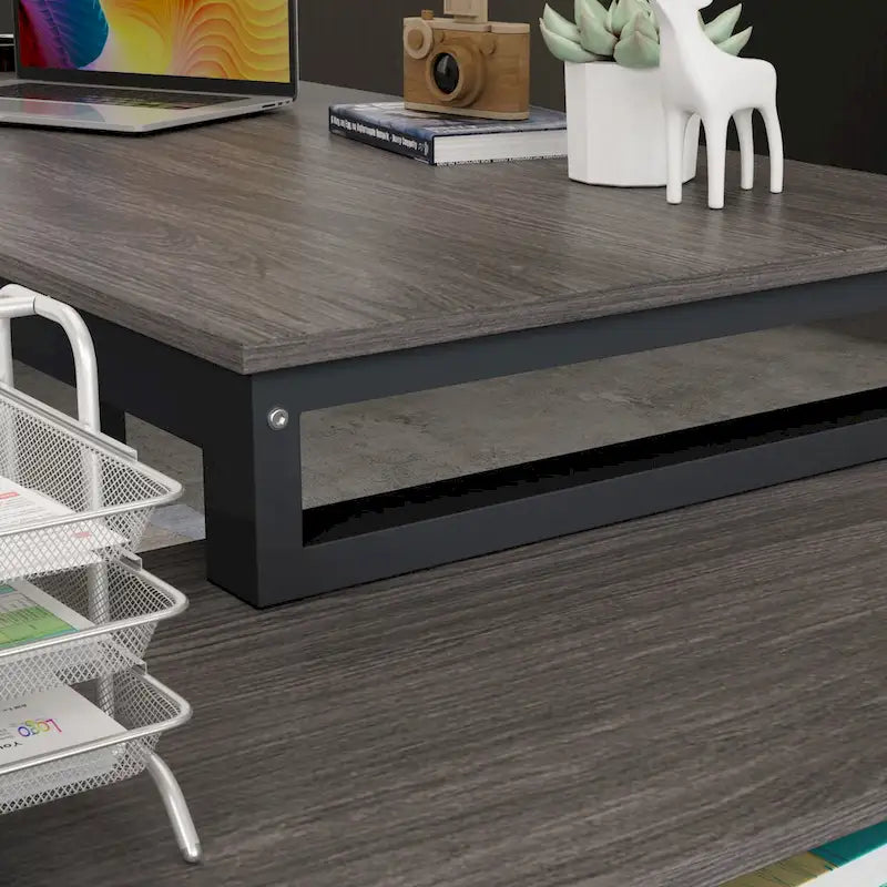 Bureau d'ordinateur en forme de L de 55" - Poste de travail avec rangement - 5 couleurs disponibles